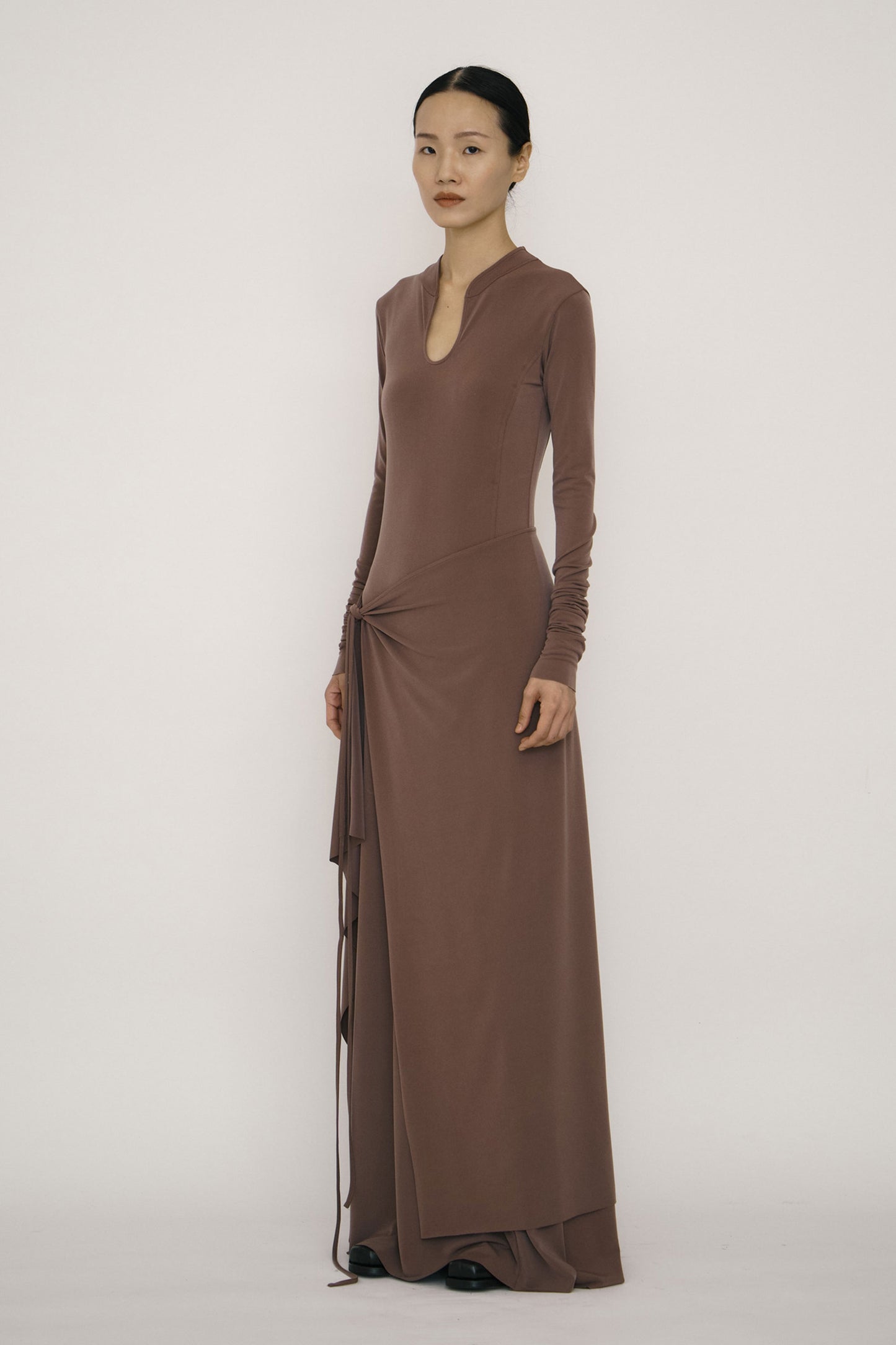 KHAKI ONE-PIECE WRAP SKIRT