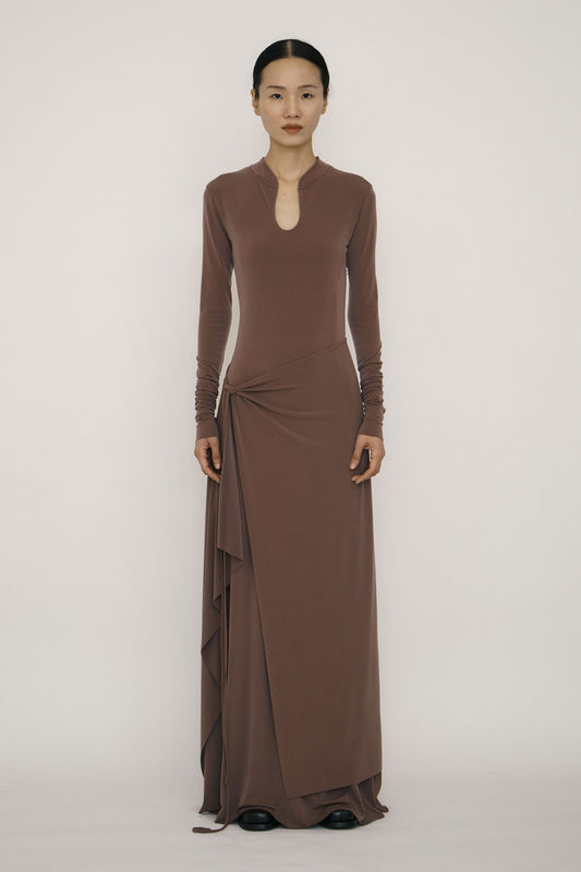 KHAKI ONE-PIECE WRAP SKIRT