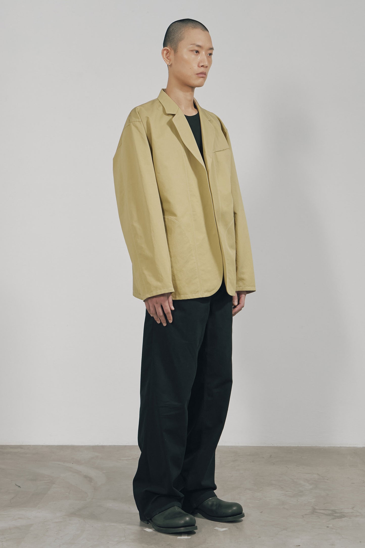 KHAKI COTTON TWILL SNAP-FRONT JACKET