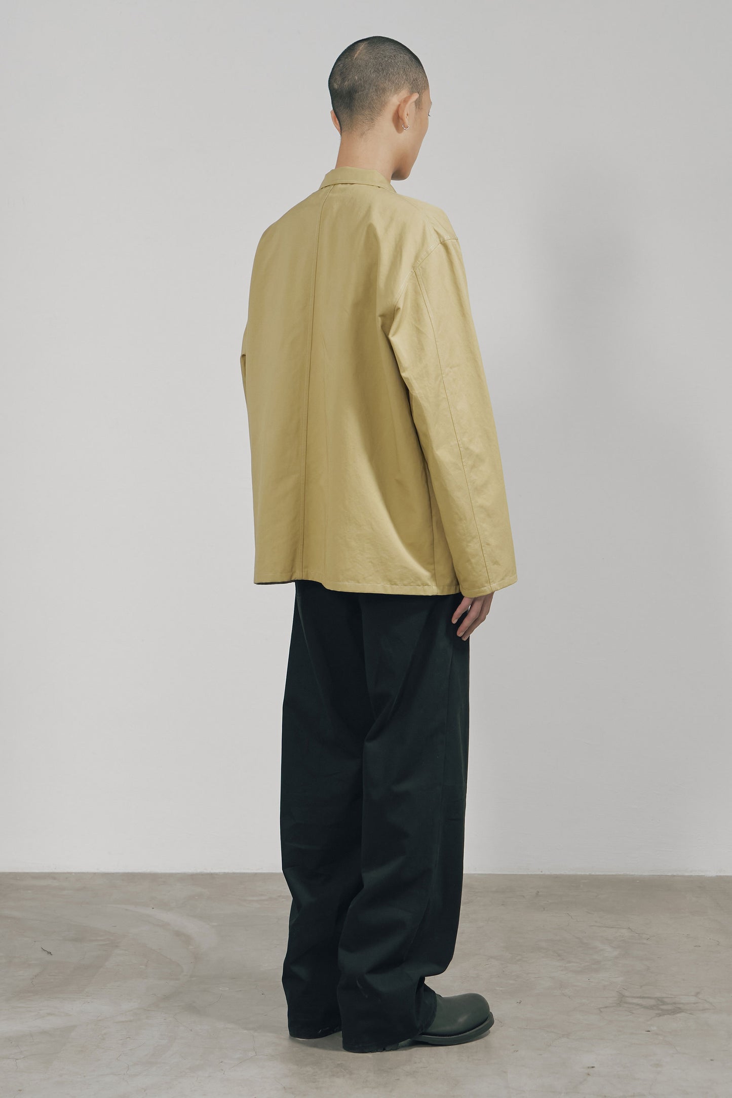 KHAKI COTTON TWILL SNAP-FRONT JACKET