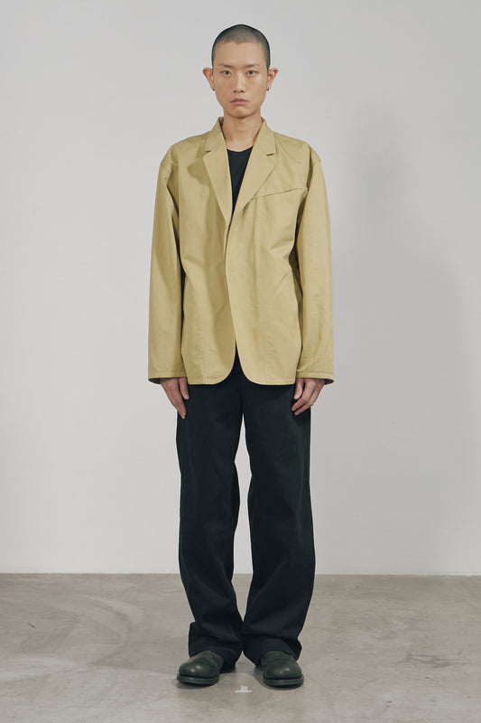 KHAKI COTTON TWILL SNAP-FRONT JACKET