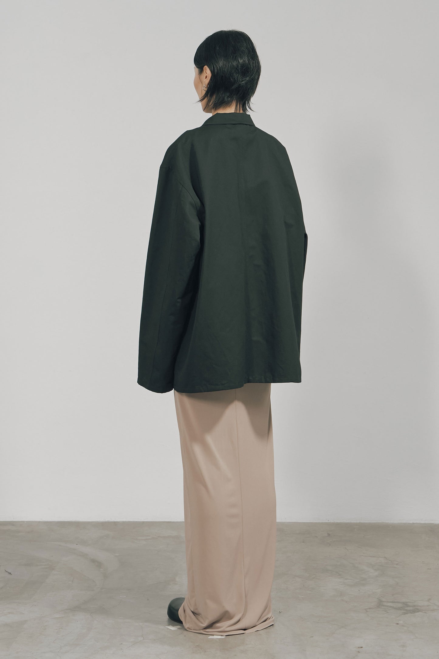 BLACK COTTON TWILL SNAP-FRONT JACKET