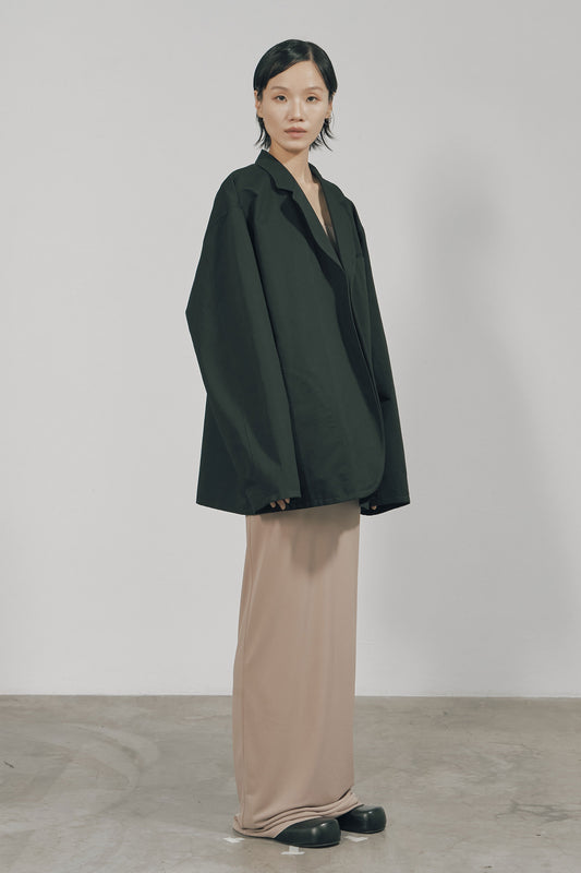 BLACK COTTON TWILL SNAP-FRONT JACKET