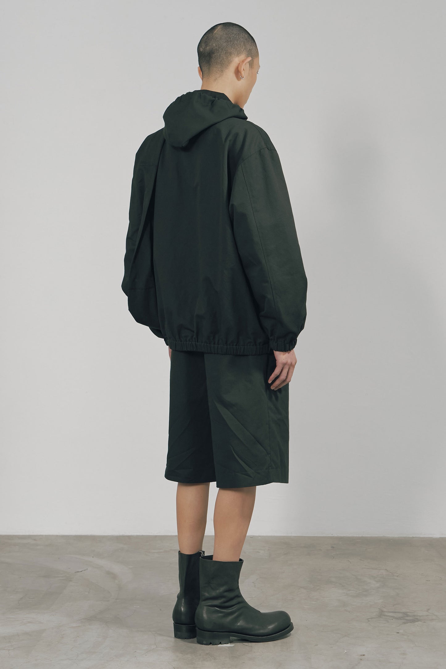 BLACK COTTON TWILL HOODED JACKET (MADE TO ORDER)