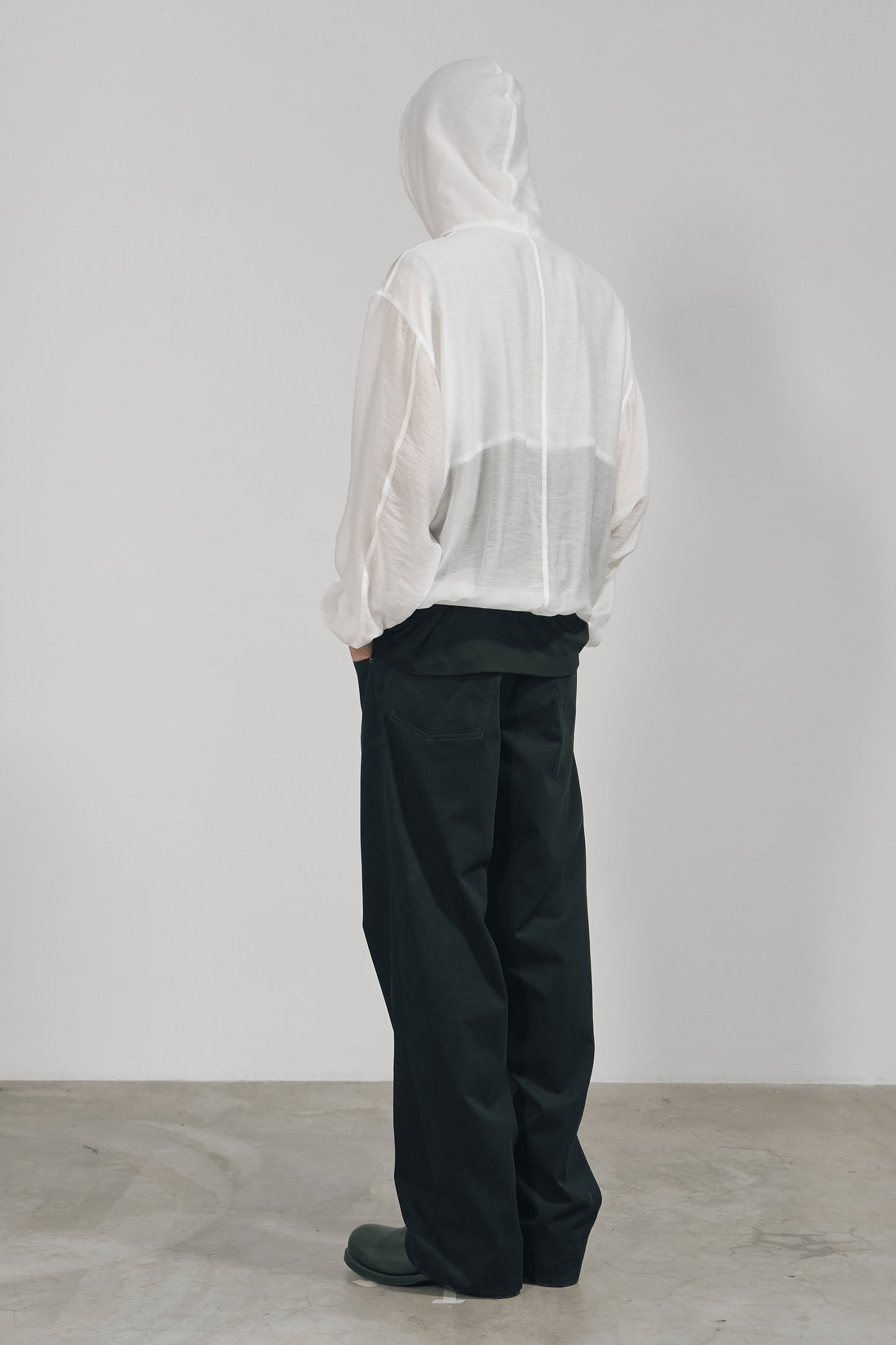 WHITE SEMI-SHEER TENCEL HOODED JACKET (MADE TO ORDER)