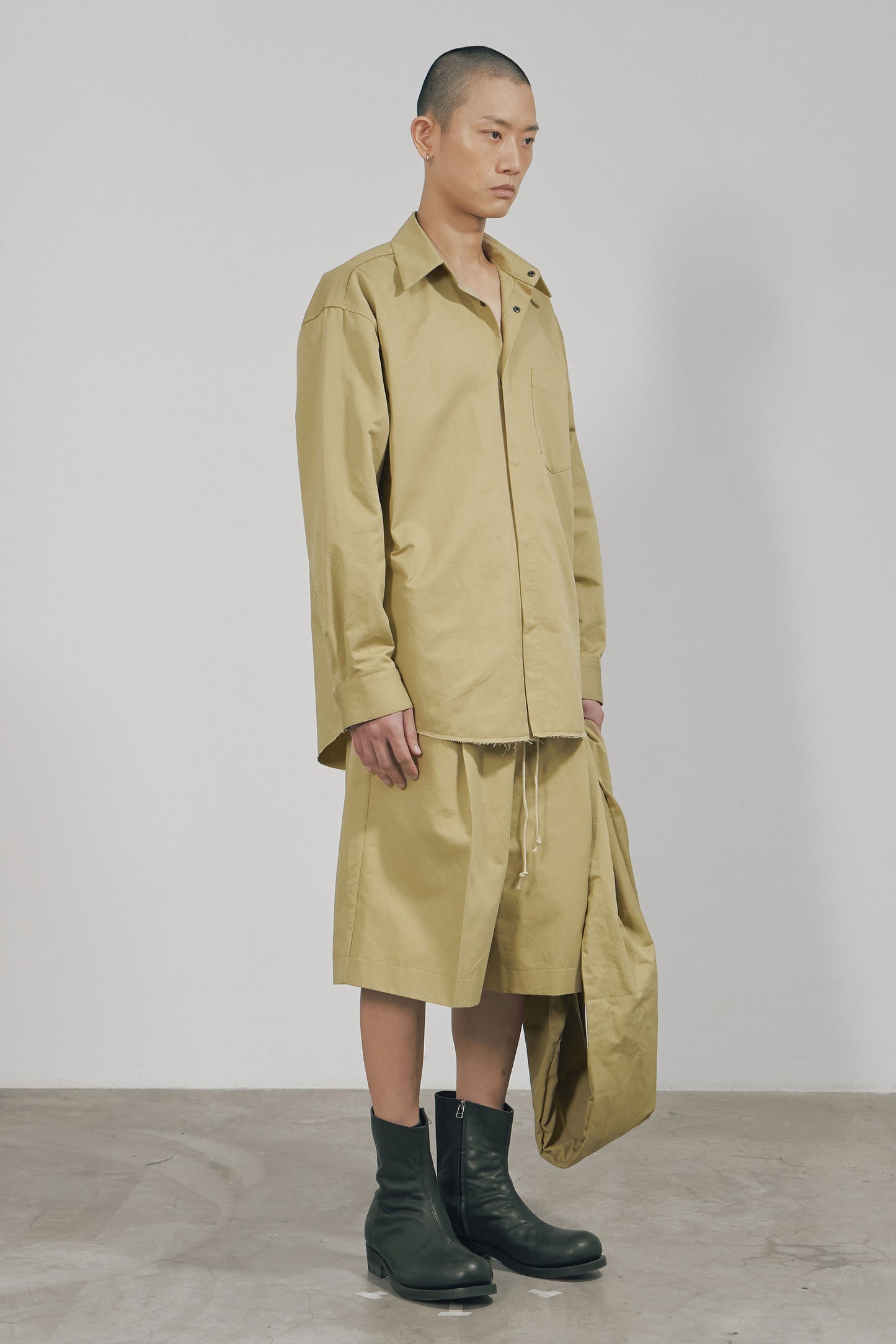 KHAKI COTTON TWILL SCARF BAG