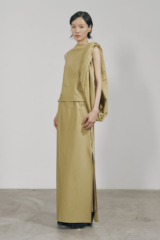 KHAKI COTTON TWILL SCARF BAG
