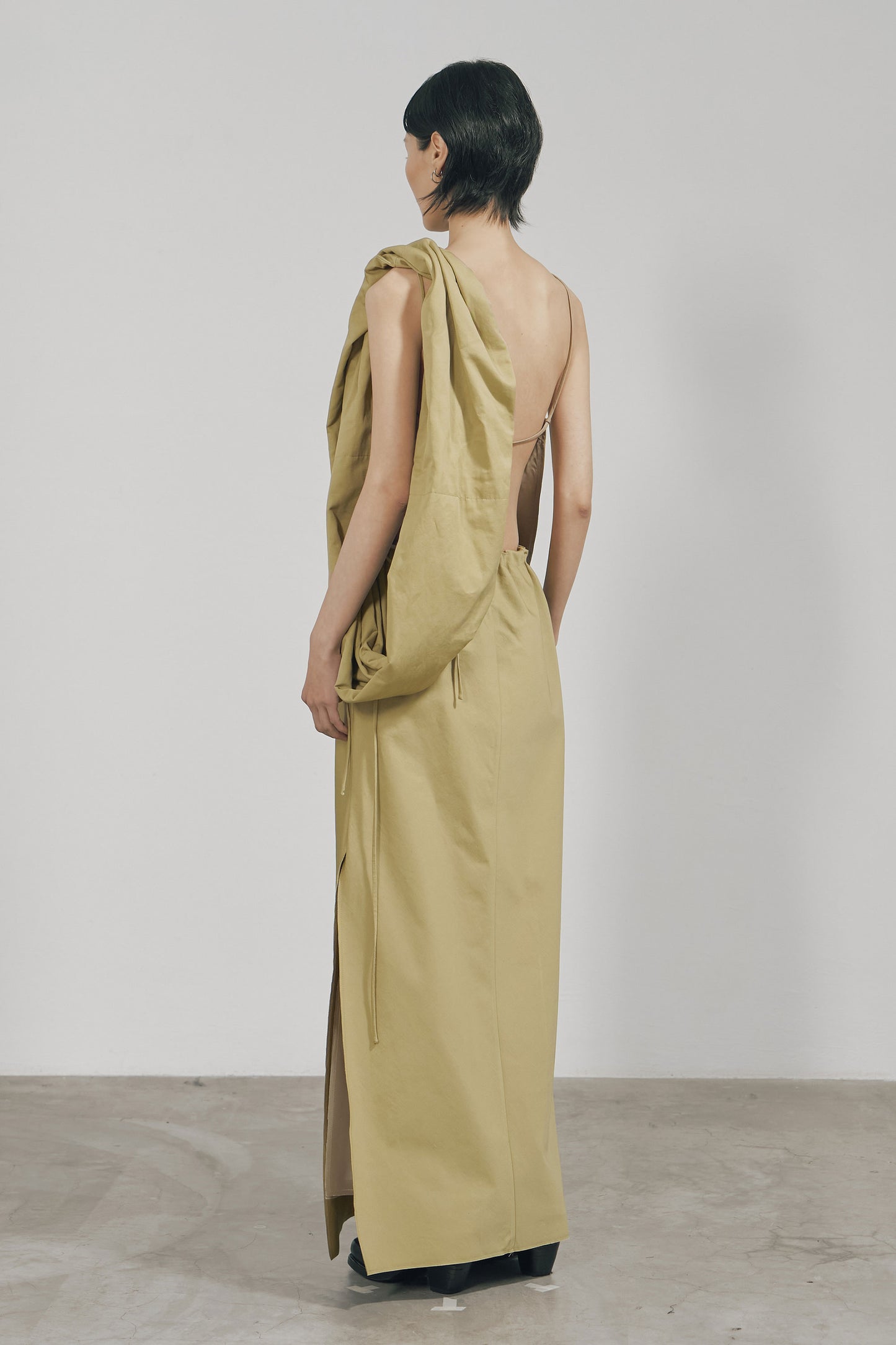 KHAKI COTTON TWILL SCARF BAG