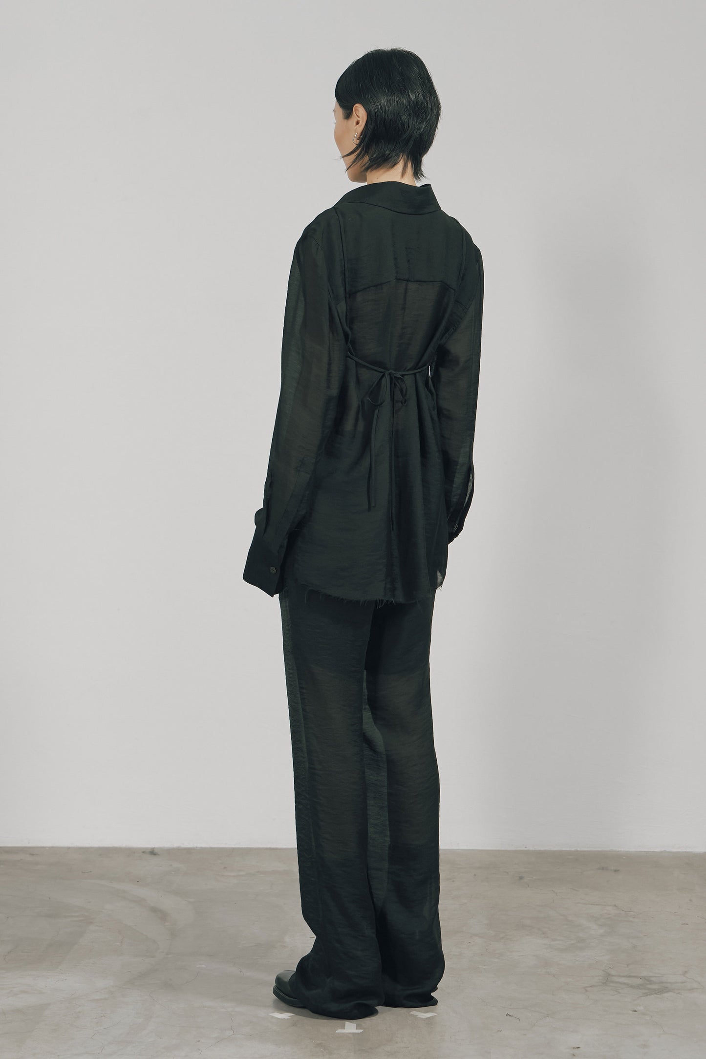 BLACK TENCEL STRAIGHT TROUSERS (MADE TO ORDER)