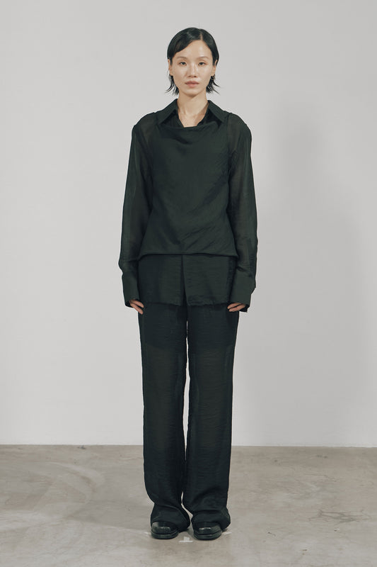 BLACK TENCEL STRAIGHT TROUSERS (MADE TO ORDER)