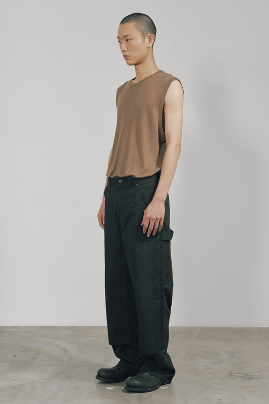 KHAKI TENCEL JERSEY WIDE TANK TOP (MADE TO ORDER)
