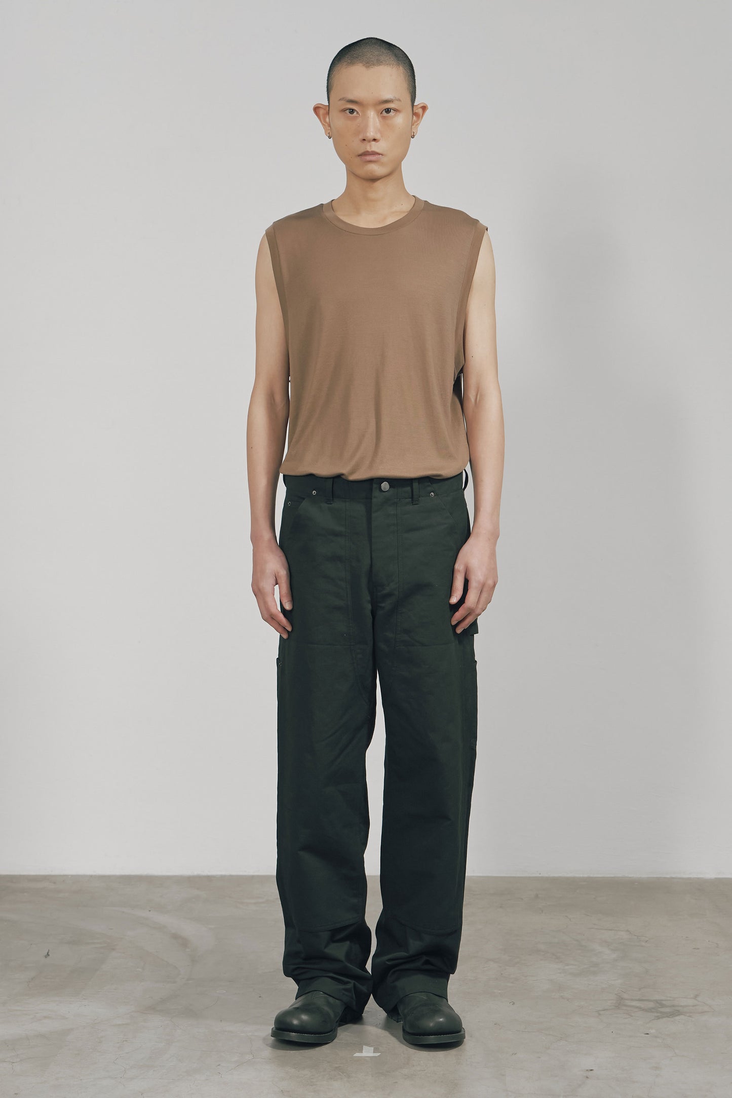 KHAKI TENCEL JERSEY WIDE TANK TOP (MADE TO ORDER)