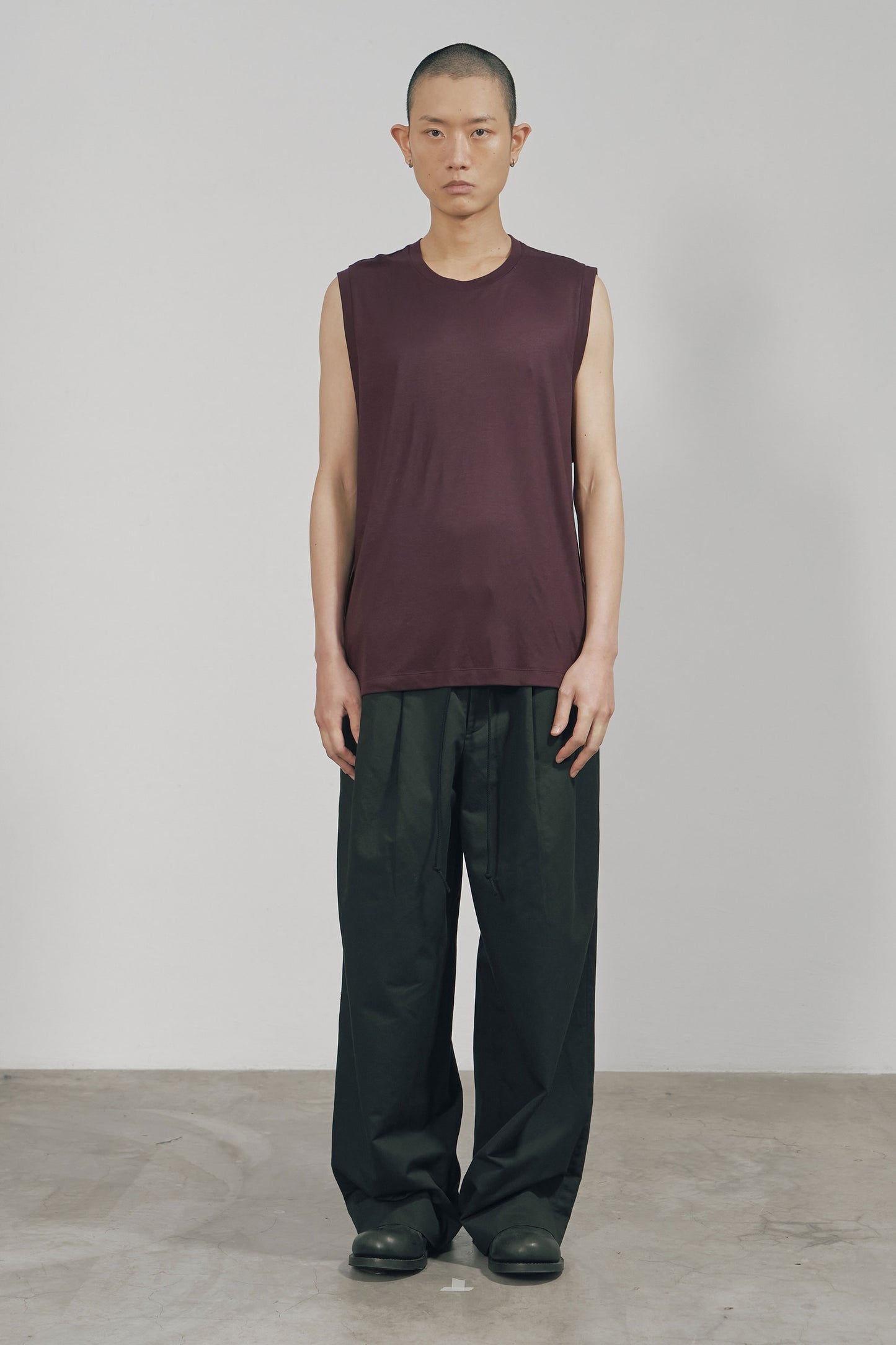 DARK RED TENCEL JERSEY WIDE TANK TOP (MADE TO ORDER)