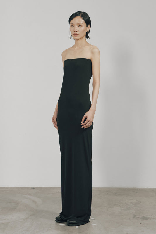 BLACK SKINNY TUBE MAXI DRESS