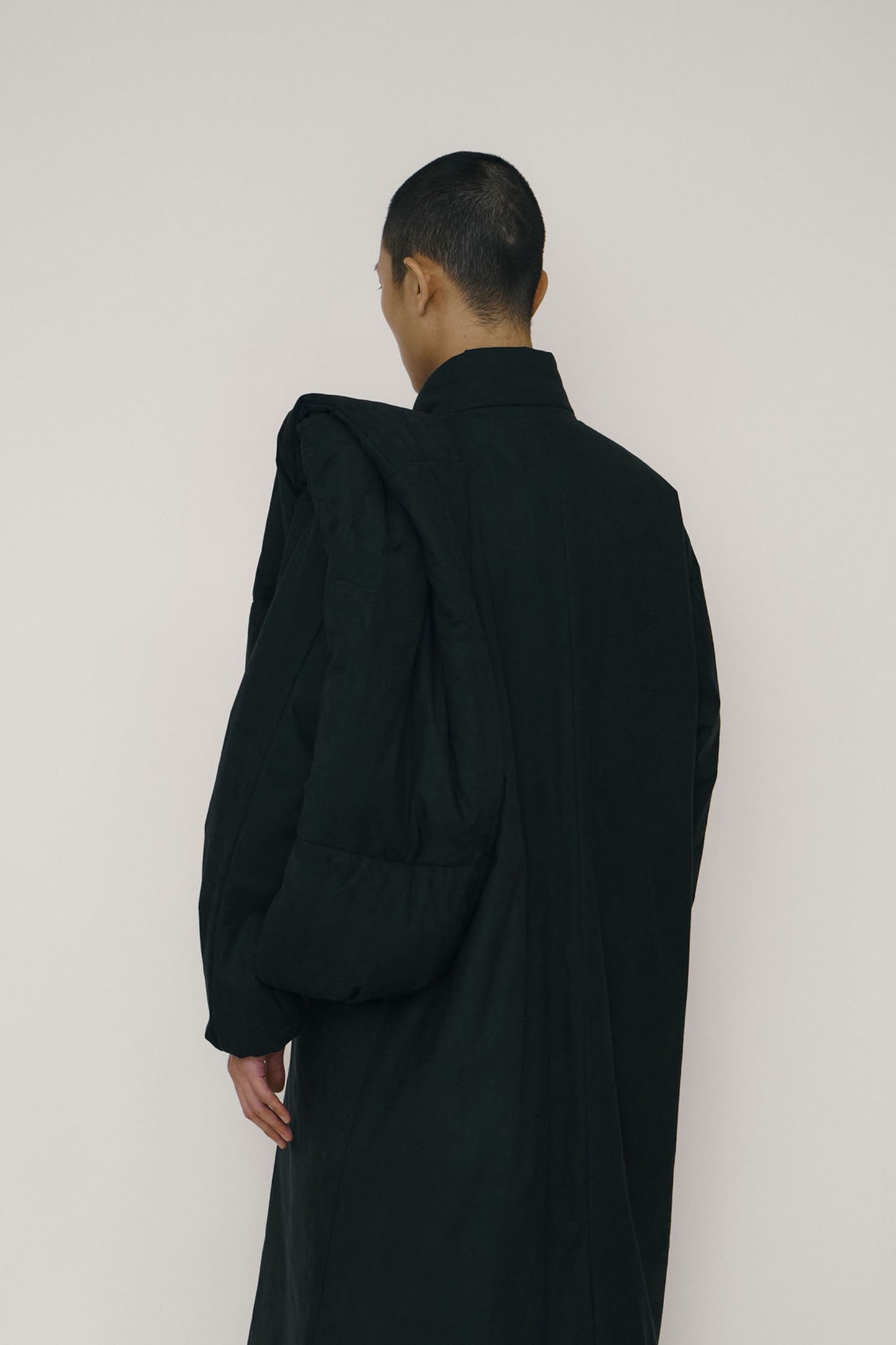 BLACK FAUX-SUEDE PADDED SCARF BAG