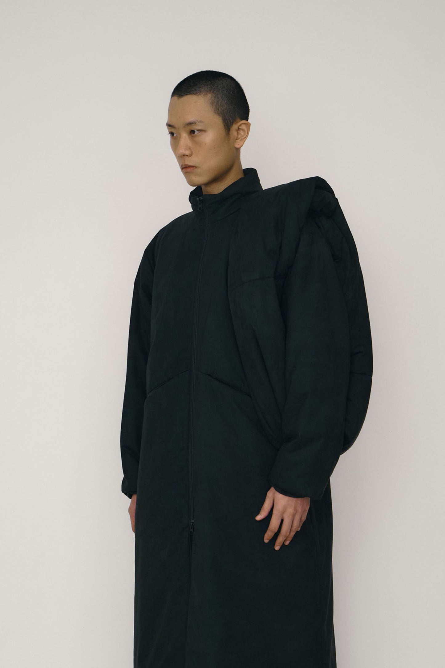 BLACK FAUX-SUEDE PADDED SCARF BAG