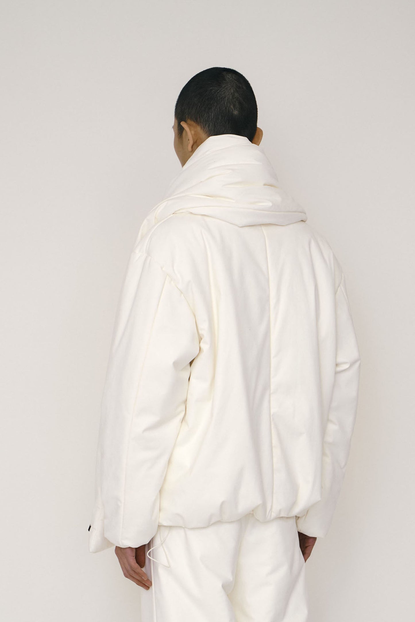 WHITE FAUX-SUEDE PADDED SCARF