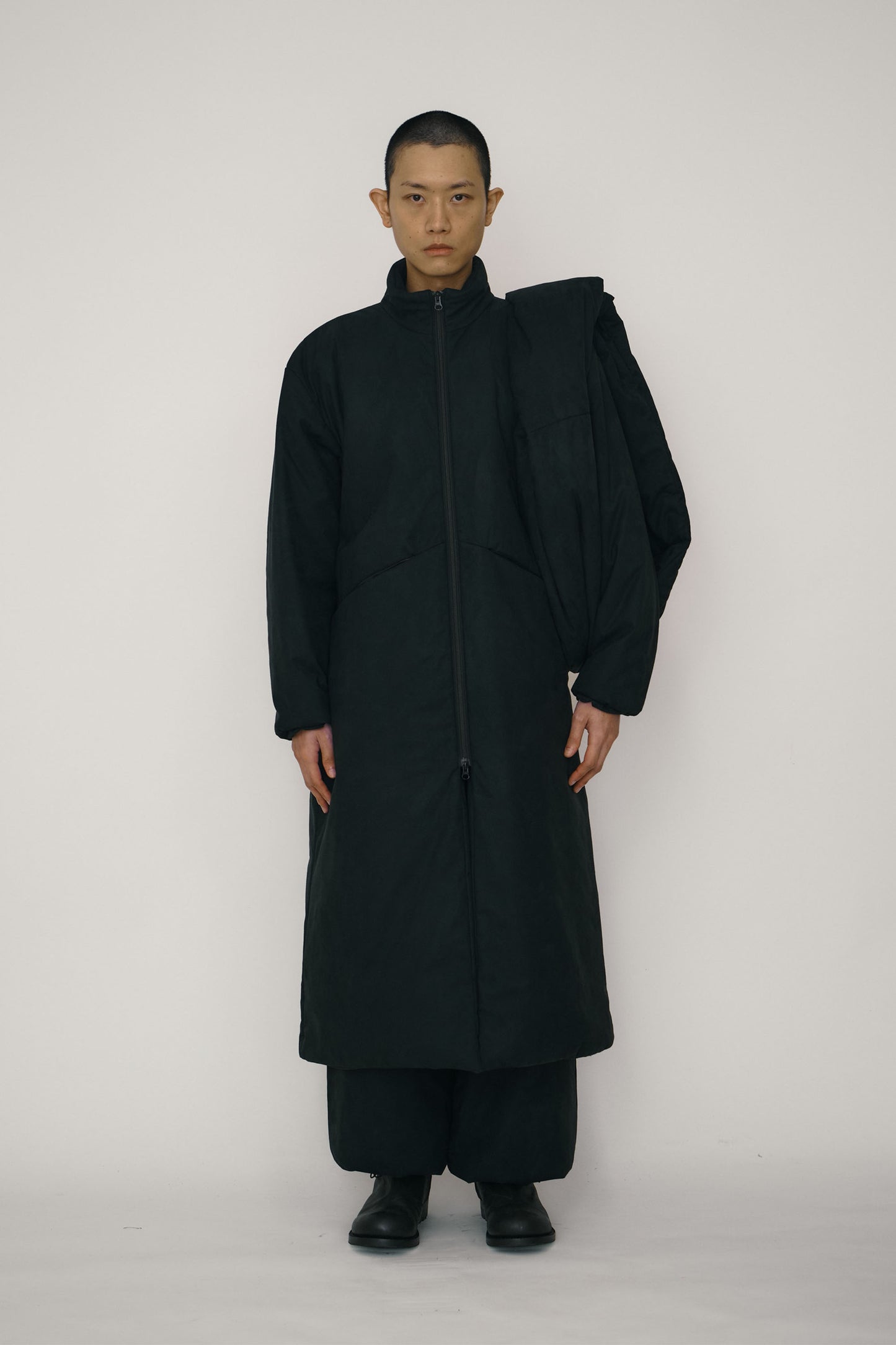 BLACK FAUX-SUEDE PADDED SCARF BAG